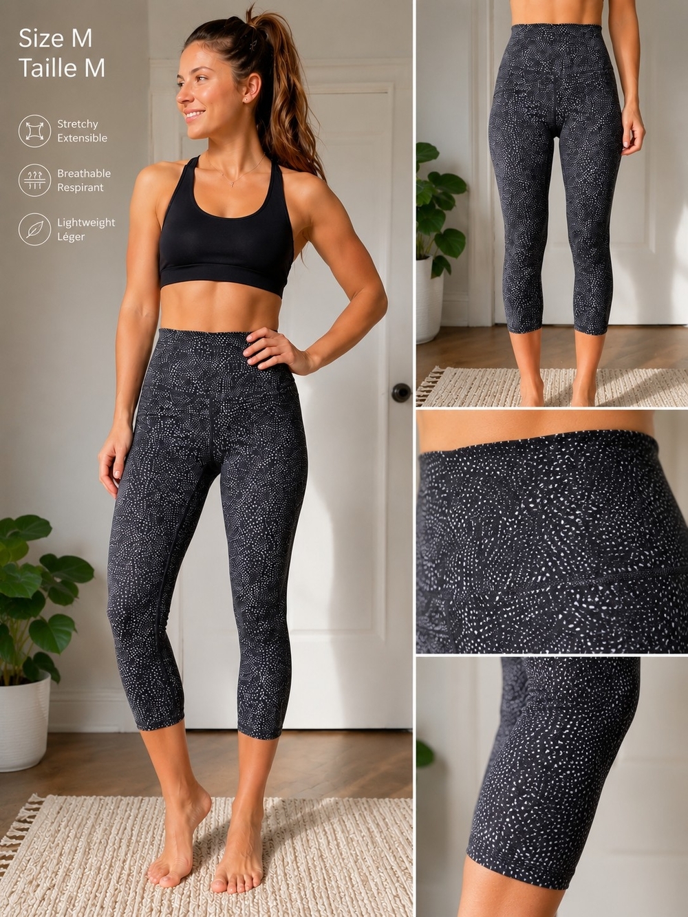 Tuff Athletics Cropped Leggings Printed High Rise Size M